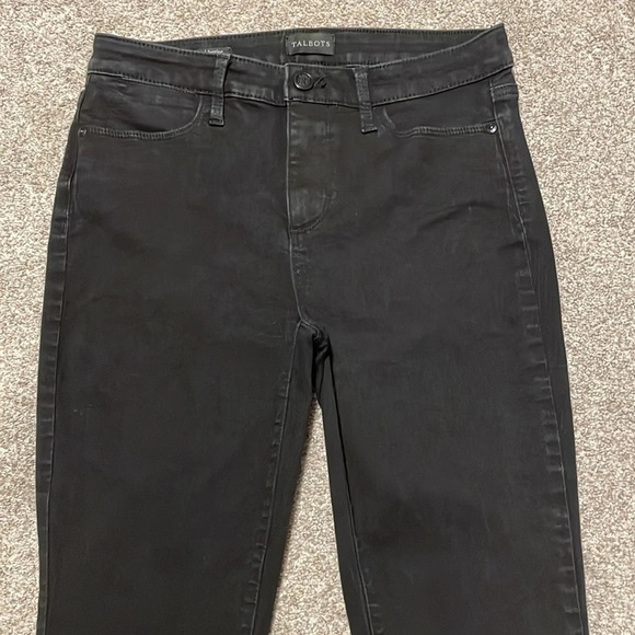 Talbots Black Denim Jegging Rhinestone Ankle Buttons 4 - Picture 2 of 13